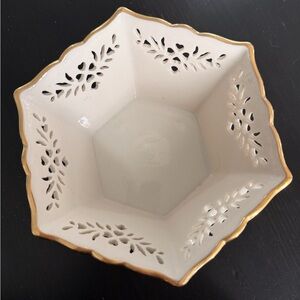 Vintage Lenox Cream and Gold Decorative Bowl